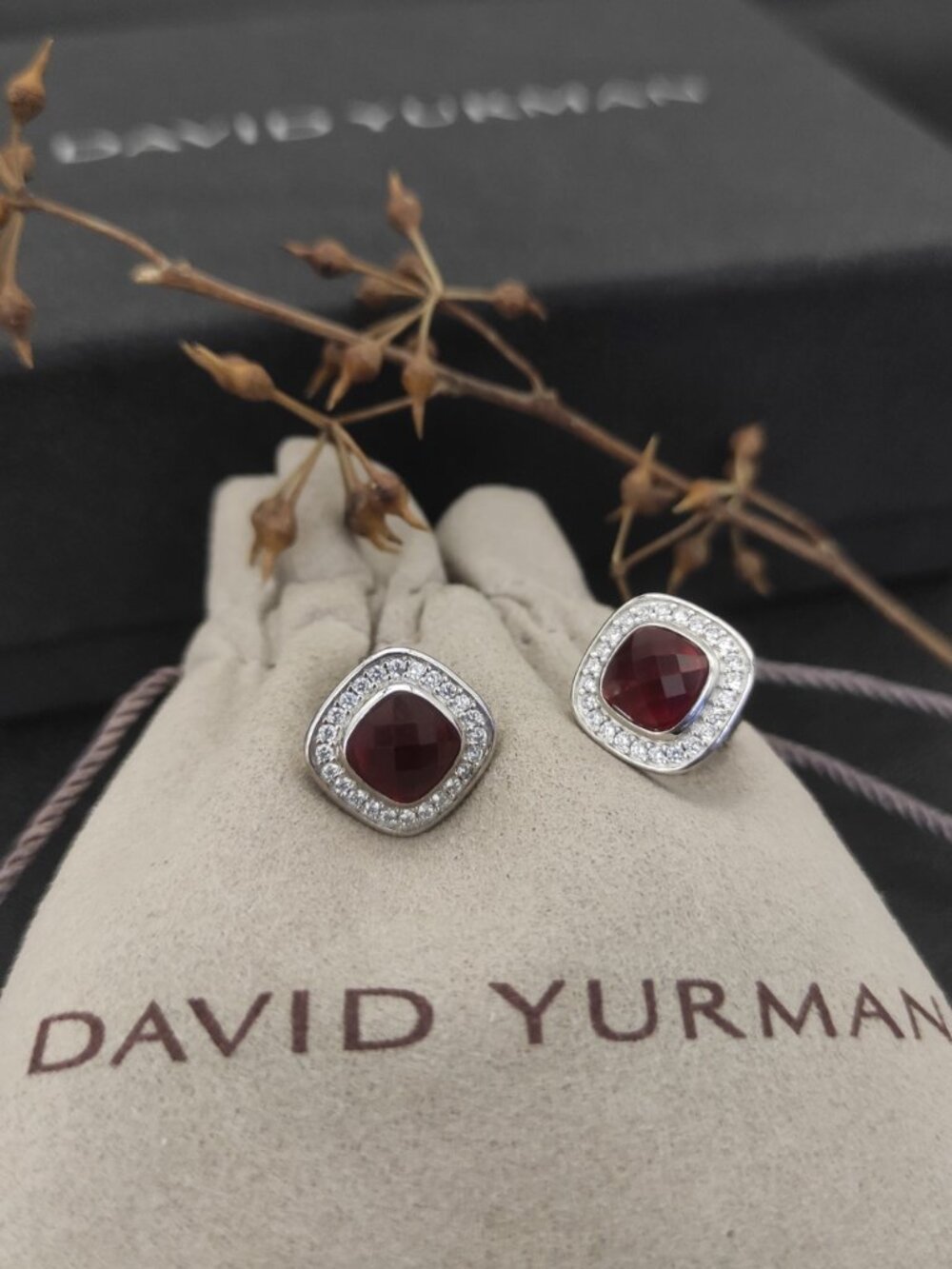 David Yurman 925 Silver Earrings with Original Pouch